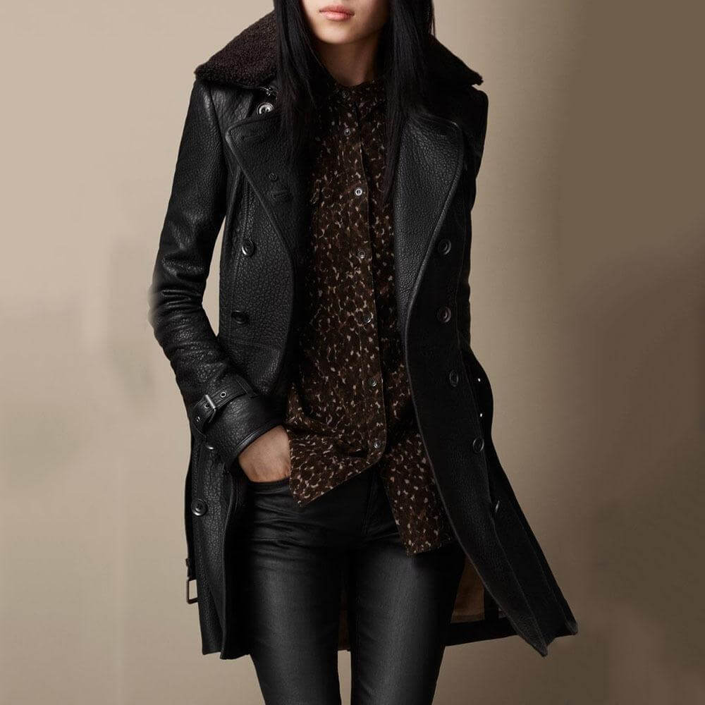 Emma | Damen Doppelreihiger Trenchcoat mit langem Schnitt