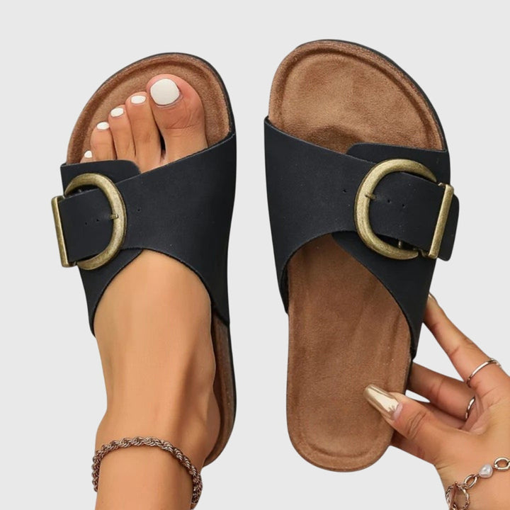 Frieda | Damen Lässige Slip-On-Sandalen mit Schnalle