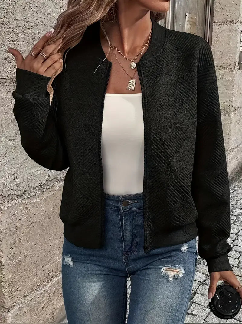 Jessica | Damen Strickjacke mit Reißverschluss und Struktur
