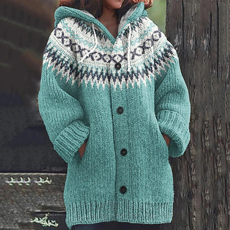Angela | Fair Isle Kapuzenstrickjacke für Damen