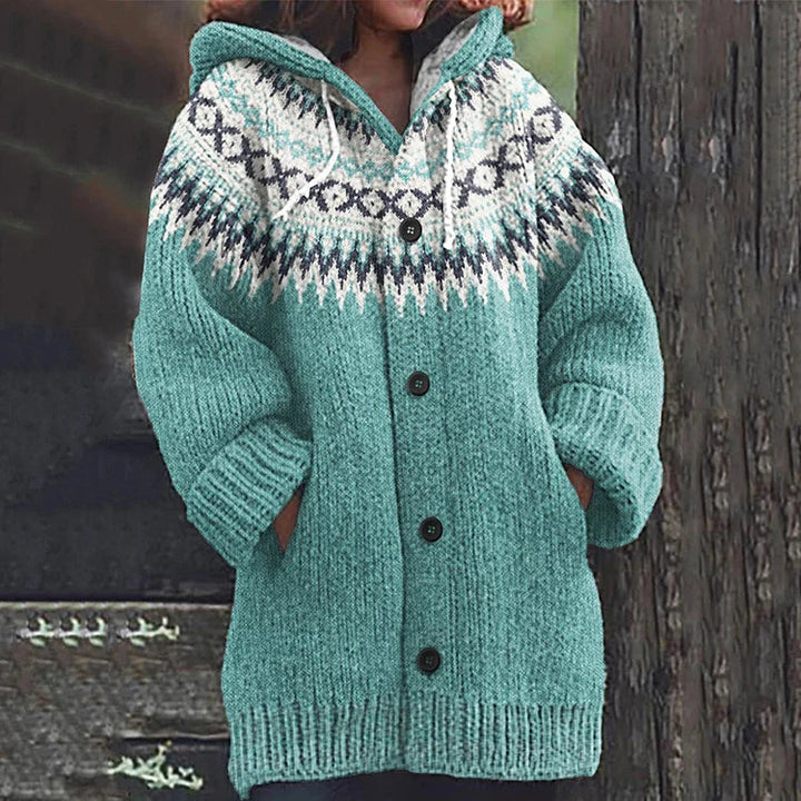 Angela | Fair Isle Kapuzenstrickjacke für Damen