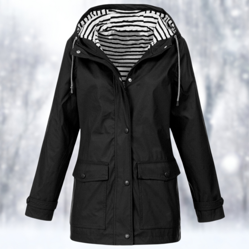 Carolin | Damen Jacke mit Kapuze, Reißverschluss und Fronttaschen