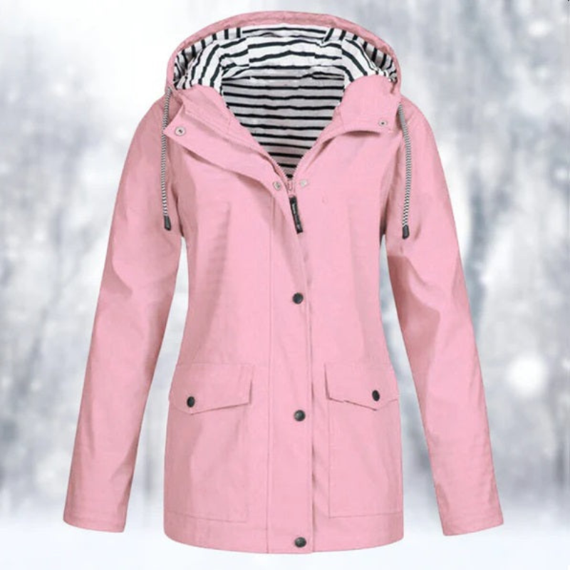 Carolin | Damen Jacke mit Kapuze, Reißverschluss und Fronttaschen