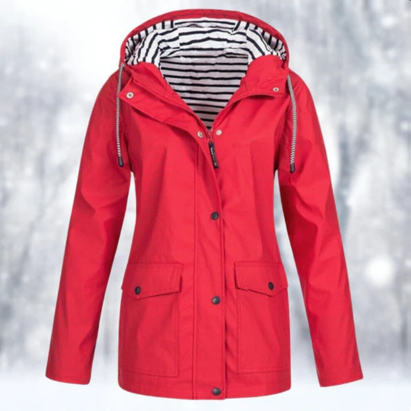 Carolin | Damen Jacke mit Kapuze, Reißverschluss und Fronttaschen