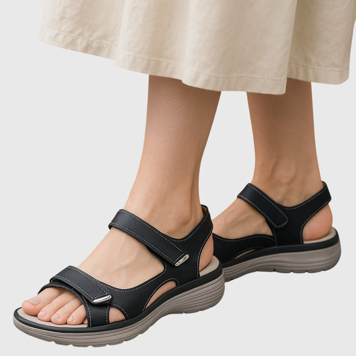 Elke | Damen Sandalen mit Offener Spitze und Klettverschluss