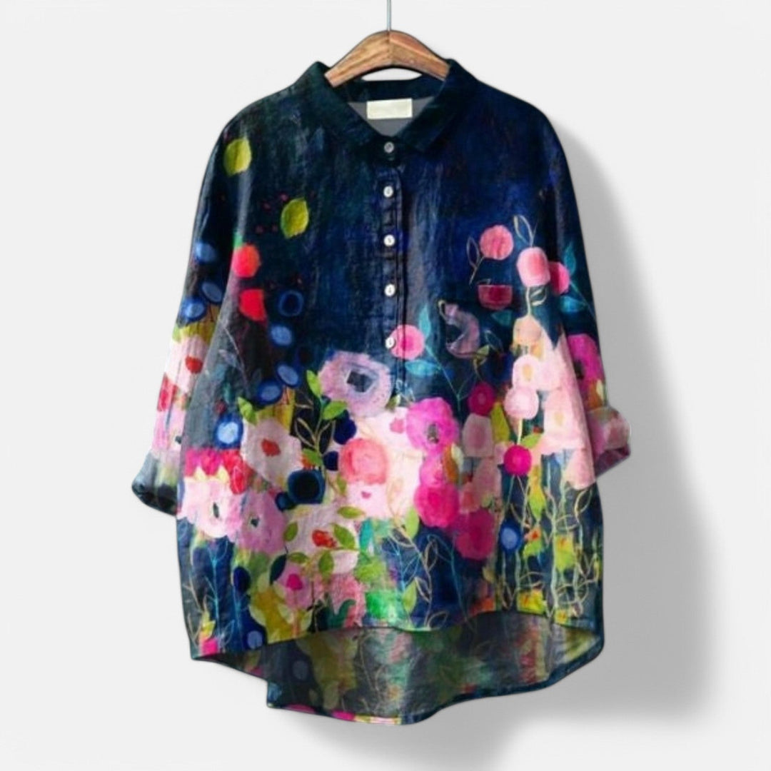 Amalie | Fargerik Komfortabel Blomstret Skjorte