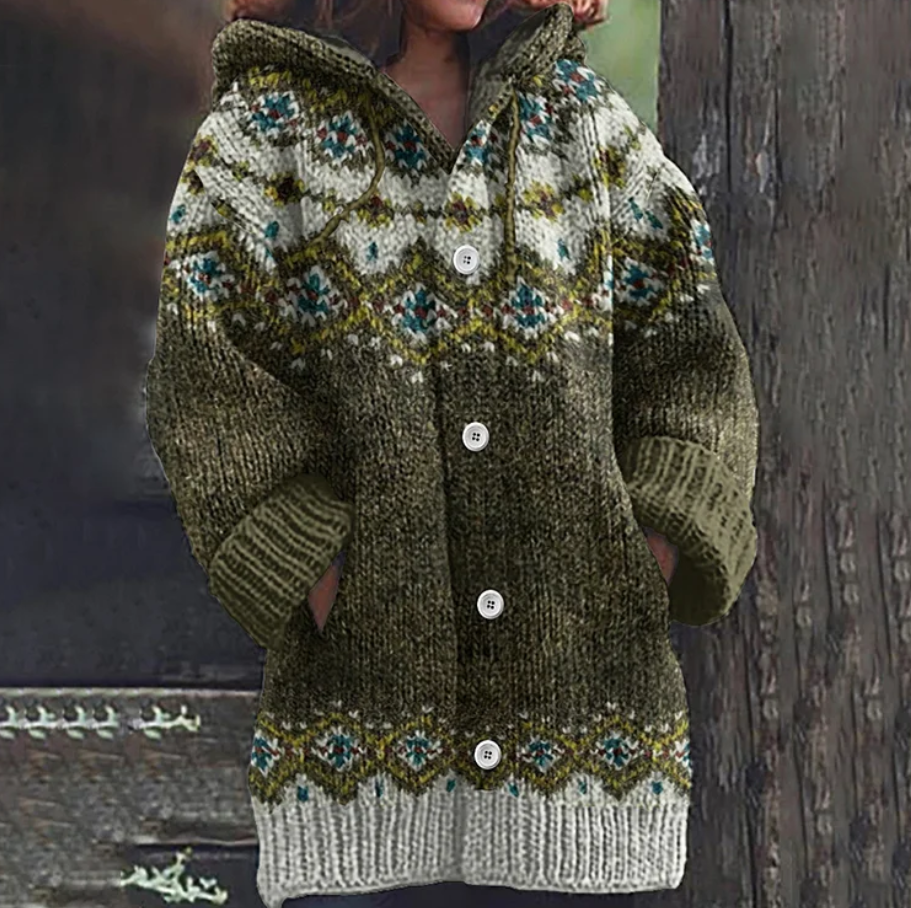 Angela | Fair Isle Kapuzenstrickjacke für Damen
