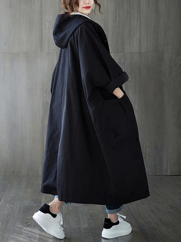 Adelheid | Oversized Hettejakke Lang Casual Kåpe for Kvinner