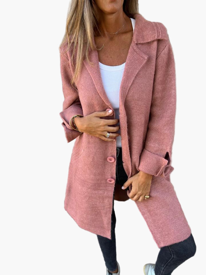 Karin | Damen Stylischer Button-Front Mantel im Relaxed Fit