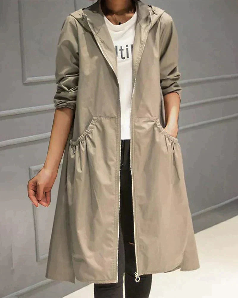 Lydia | Damen Winter-Jacke mit Kapuze und Reißverschlüssen sowie Taschen