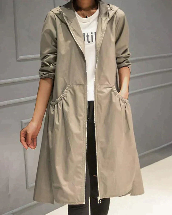 Lydia | Damen Winter-Jacke mit Kapuze und Reißverschlüssen sowie Taschen