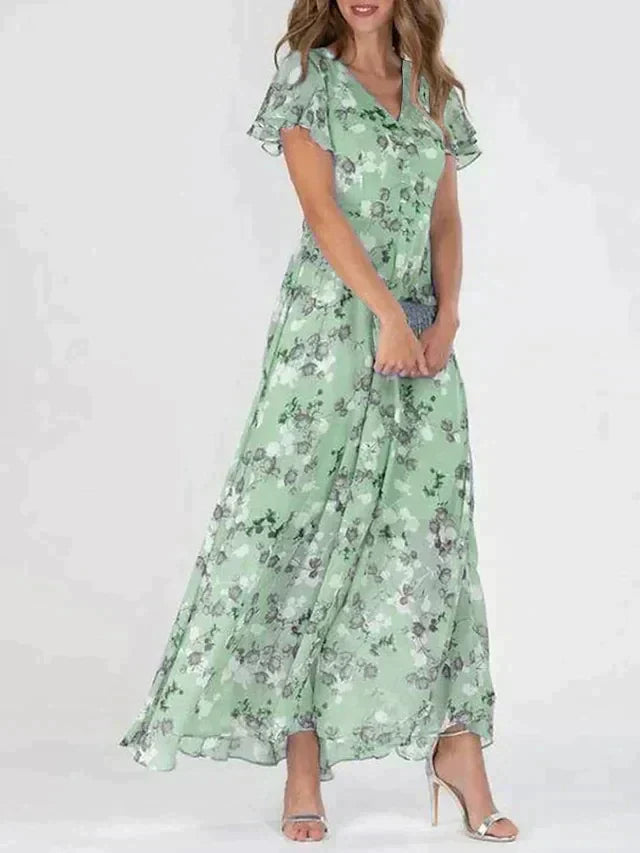 Christina | Elegant Blomstret Sommerkjole Maxi
