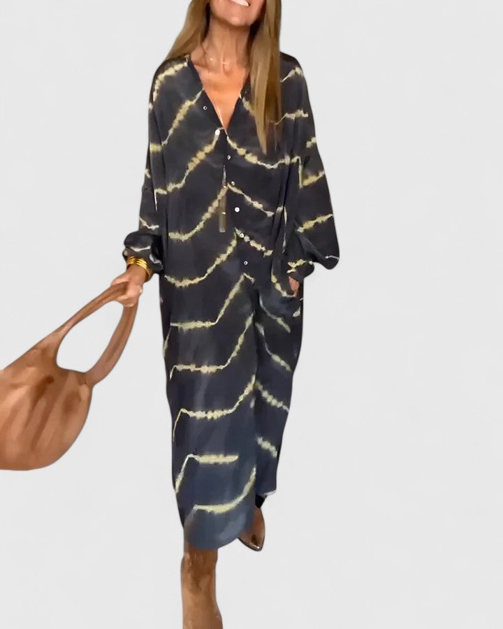 Pauline | Damen Batik Hemdblusenkleid