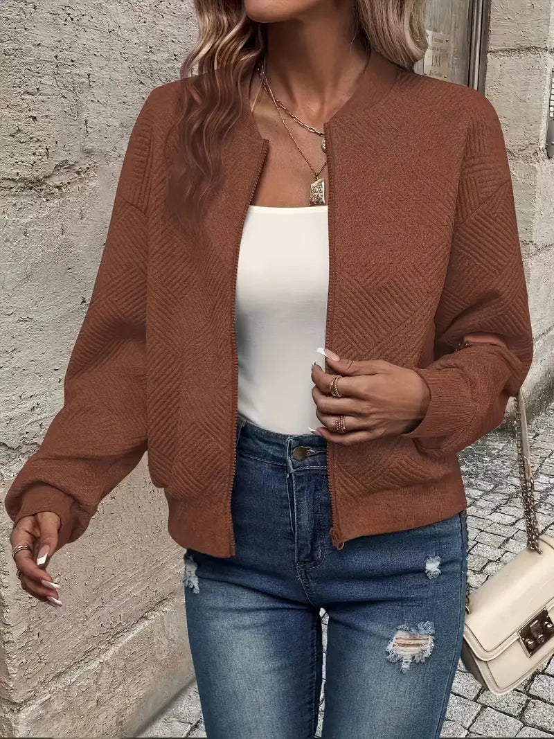 Jessica | Damen Strickjacke mit Reißverschluss und Struktur