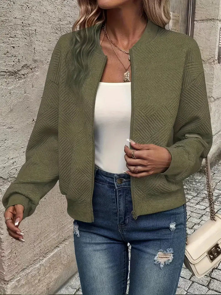 Jessica | Damen Strickjacke mit Reißverschluss und Struktur
