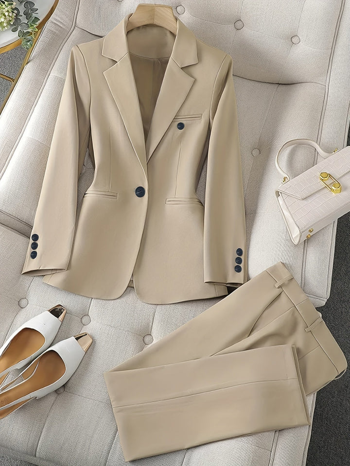 Lillian | Elegant Dame Blå Blazer og Bukse­sett