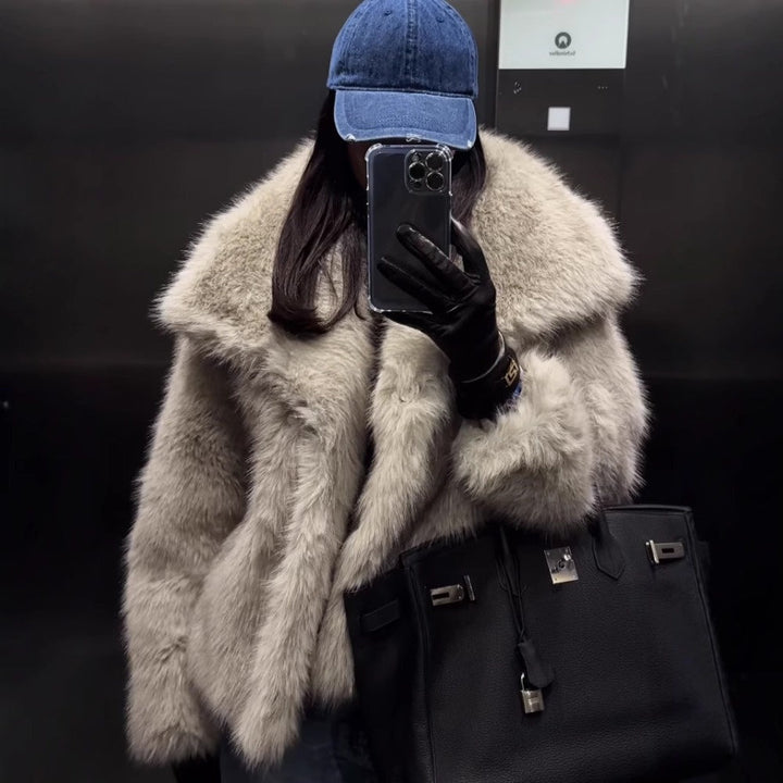 Claudia | Damen Wintermantel aus Kunstfell, warm