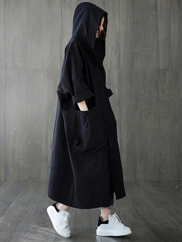 Adelheid | Oversized Hettejakke Lang Casual Kåpe for Kvinner