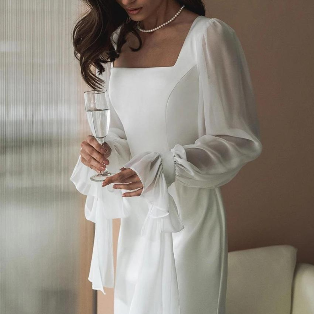 Emilia | Damen Schulterfreies langes Kleid für Hochzeitsgäste