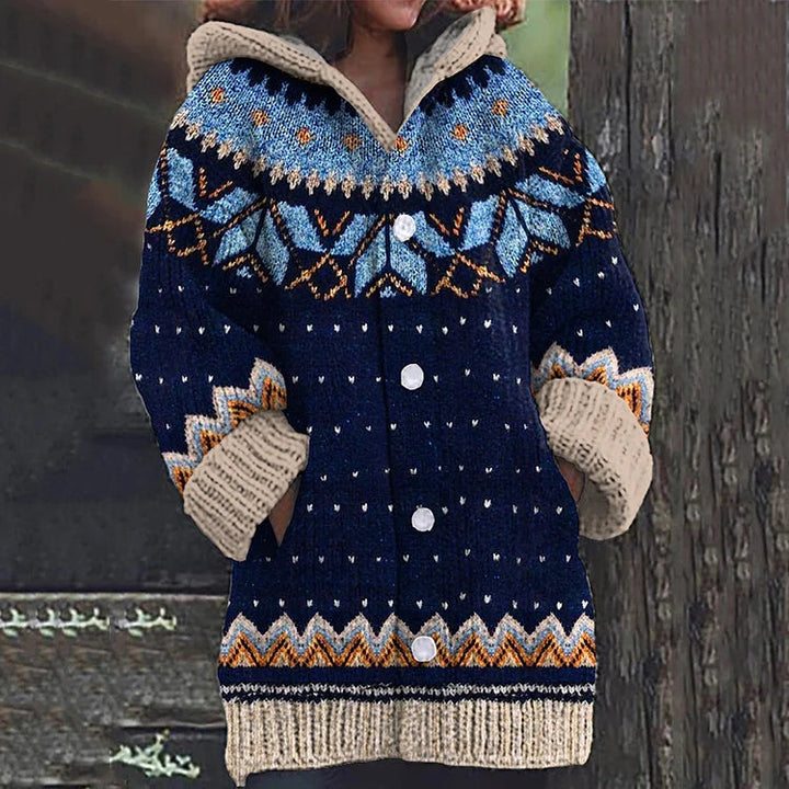 Angela | Fair Isle Kapuzenstrickjacke für Damen