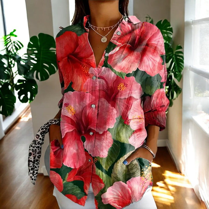 Birgitte | Fargerik Komfortabel Blomstret Skjorte