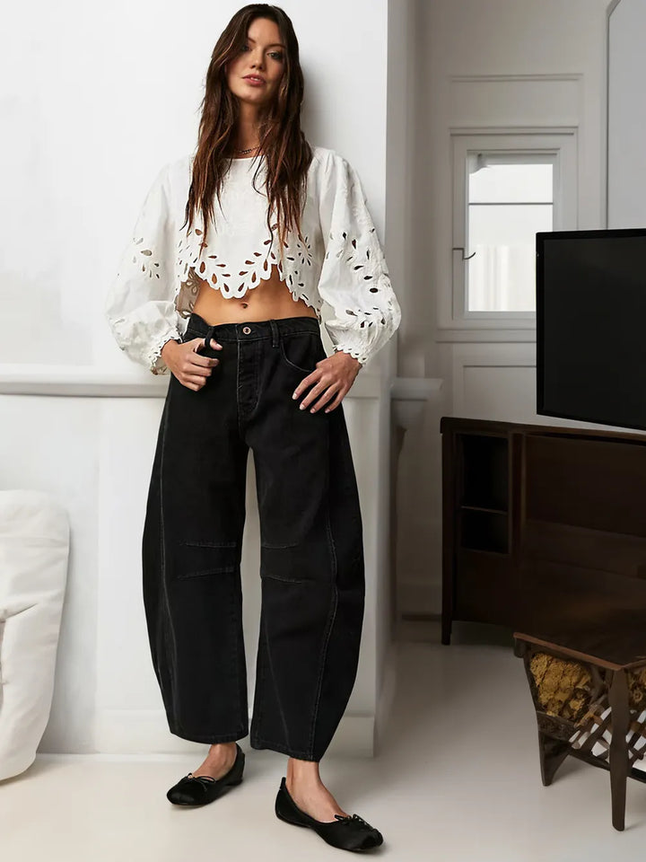 Martina | Damen Weit Geschnittene Jeans mit Nahtdetails