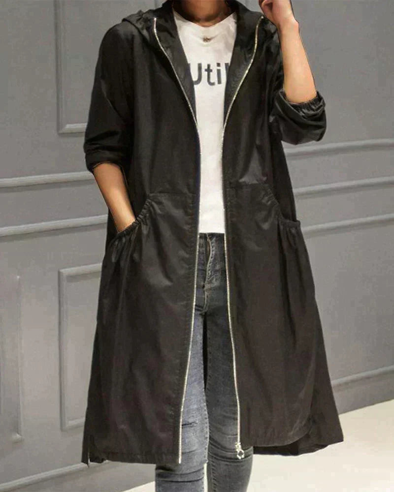 Lydia | Damen Winter-Jacke mit Kapuze und Reißverschlüssen sowie Taschen