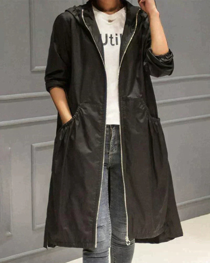 Lydia | Damen Winter-Jacke mit Kapuze und Reißverschlüssen sowie Taschen