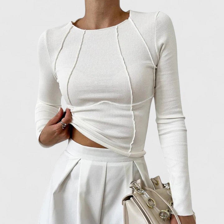 Doris | Damen Lässiges Langarmshirt, Enganliegend