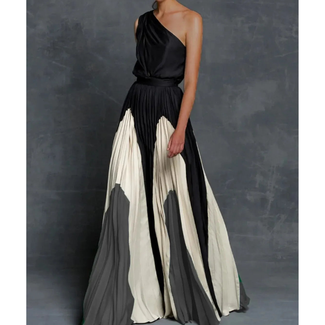 Sandra | Damen Modernes Maxikleid mit asymmetrischer Schulter und fließendem Schnitt