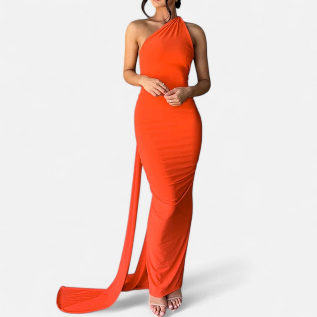 Lara | Damen Maxikleid mit Ein-Schulter-Neckholder