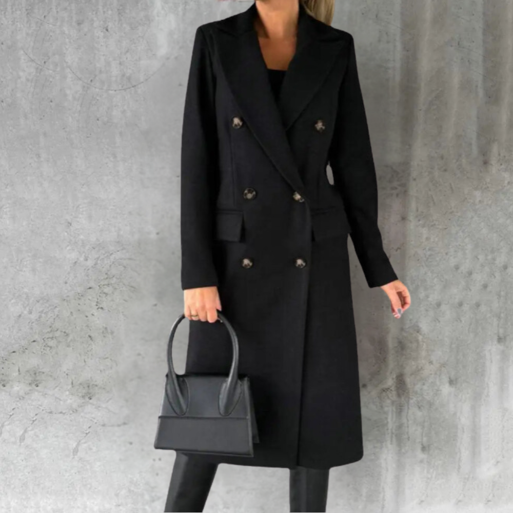 Bettina | Damen Langer Doppelreihiger Trenchcoat