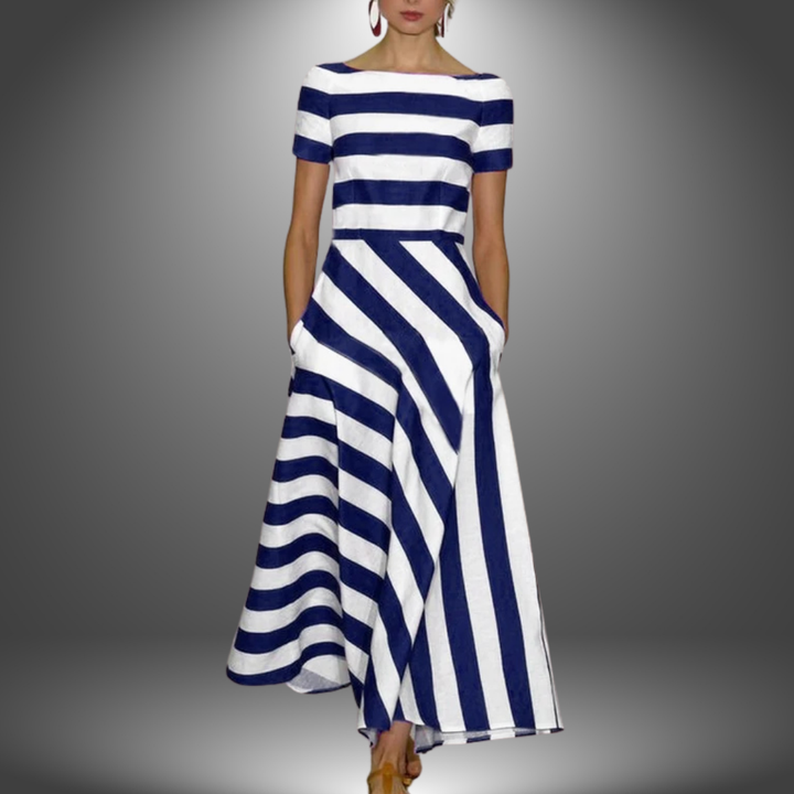 Heidi | Elegant Maxikjole med Korte Ermer