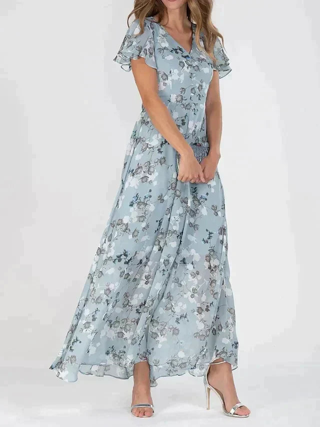 Christina | Elegant Blomstret Sommerkjole Maxi