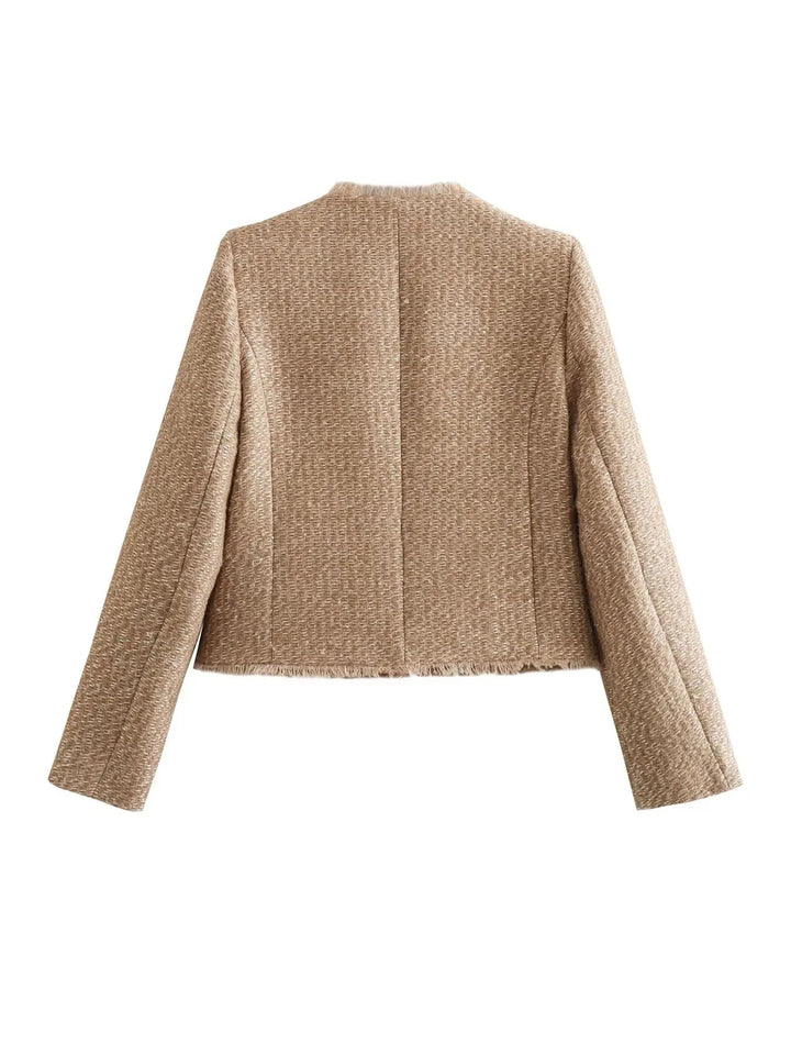 Anita | Kort Tweed Blazerejakke med Knapper for Kvinner