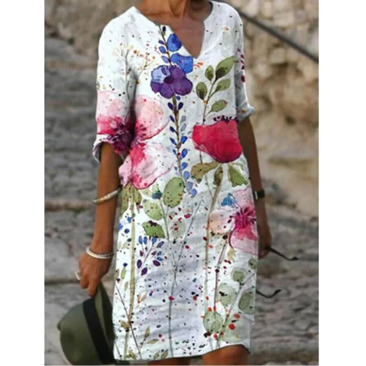 Anja | Damen Langarm Abstraktes Muster Shift Kleid