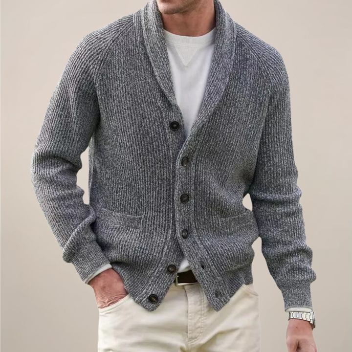 Michael | Herren Frühjahrs Strickjacke mit Schalkragen und Knopfleiste