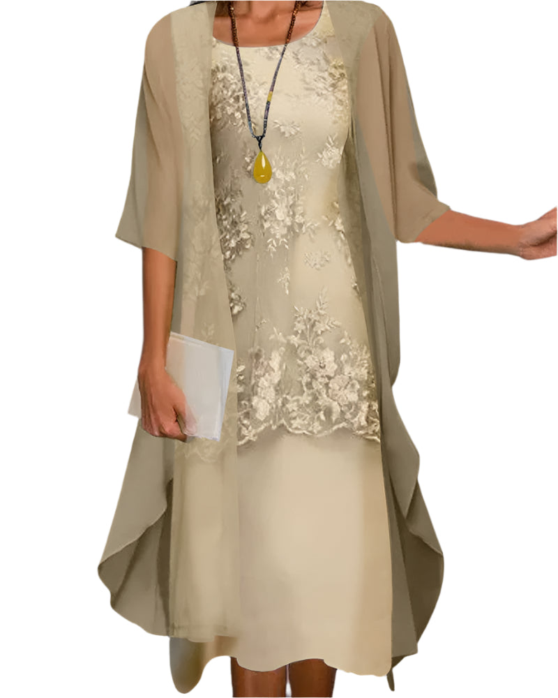 Verena | Damen Midikleid aus floraler Spitze für den Abend