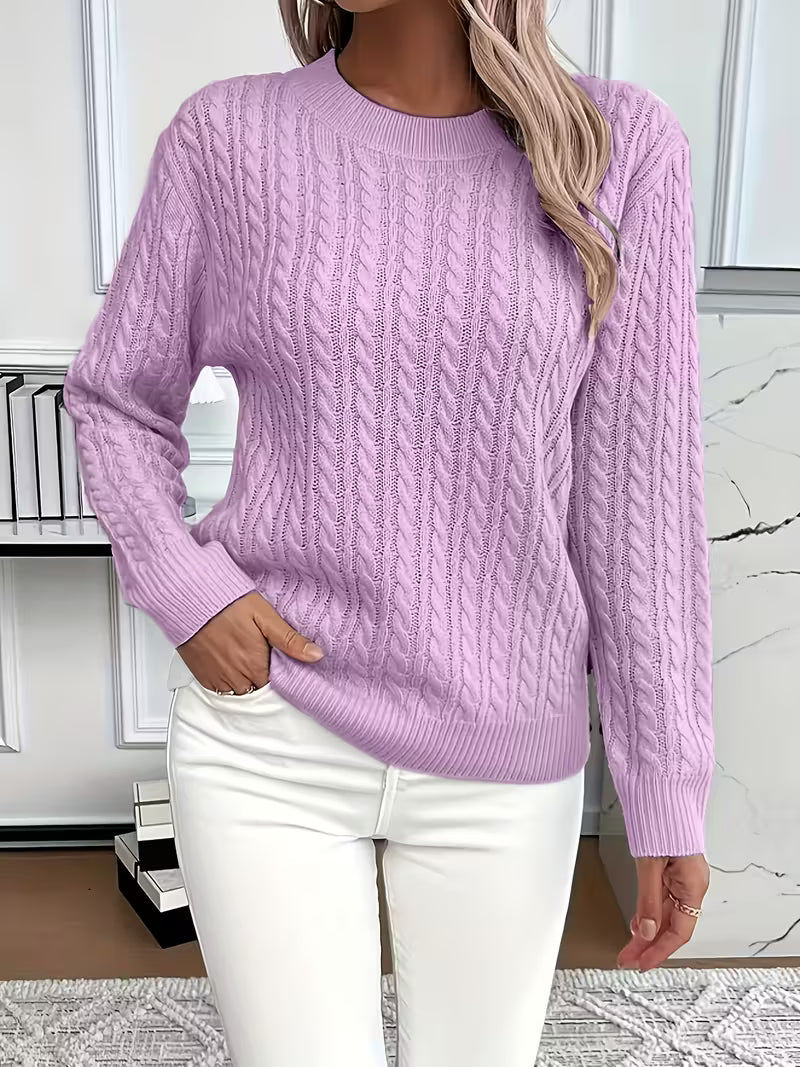 Doris | Damen Gemütlicher Winter-Zopfmuster-Strickpullover