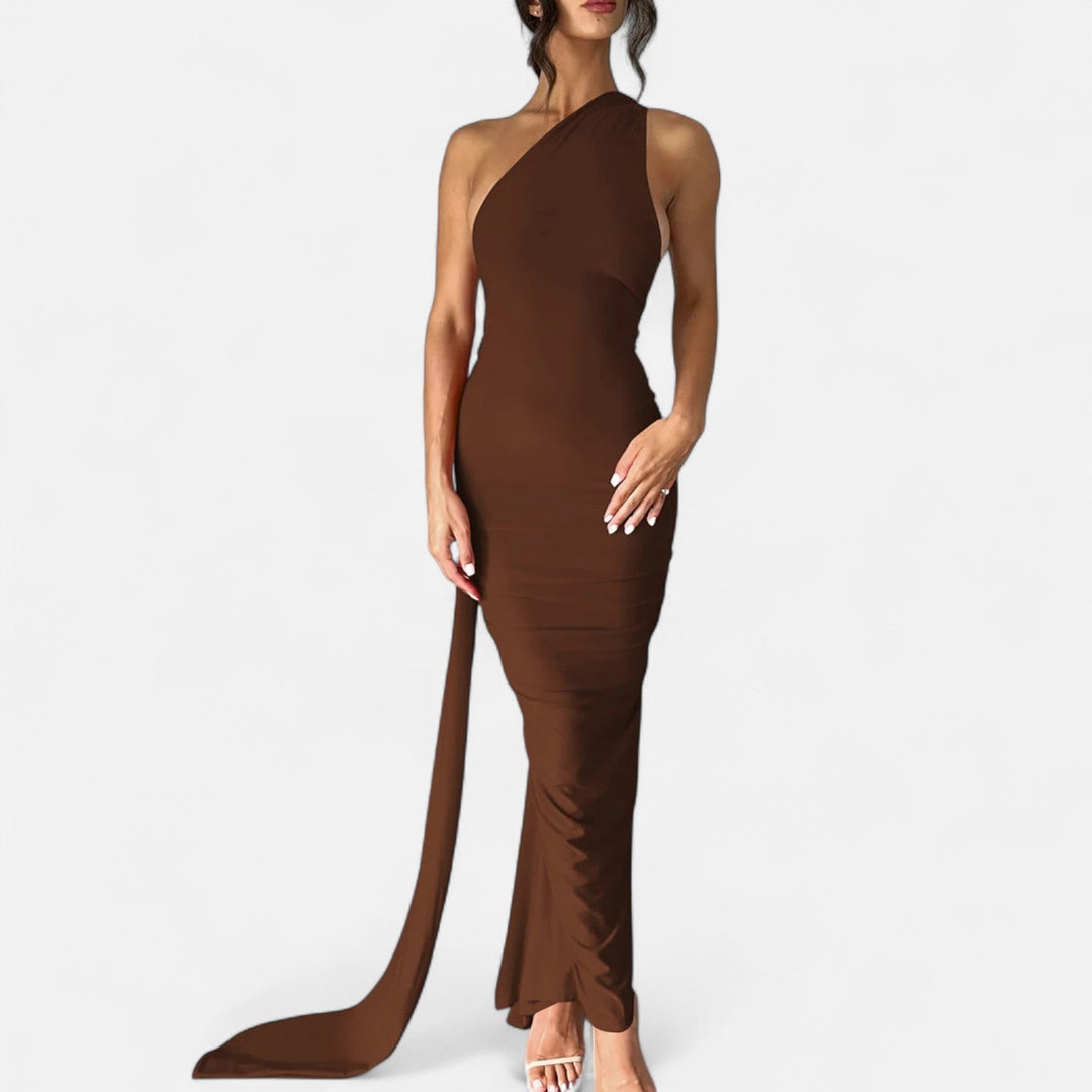 Lara | Damen Maxikleid mit Ein-Schulter-Neckholder