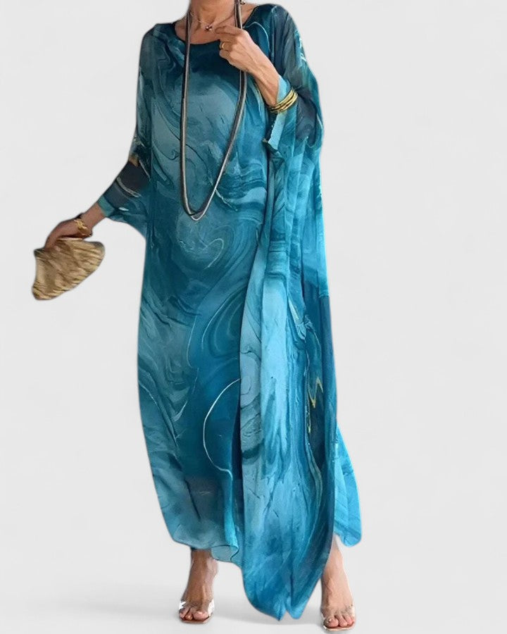 Doris | Damen Locker geschnittenes Maxikleid mit Fledermausärmeln