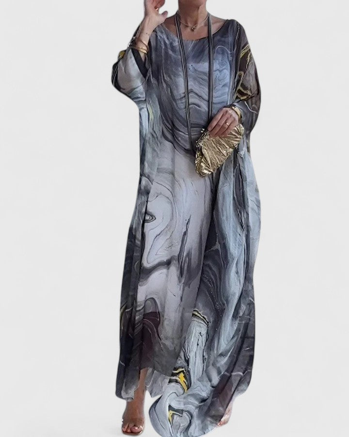 Doris | Damen Locker geschnittenes Maxikleid mit Fledermausärmeln