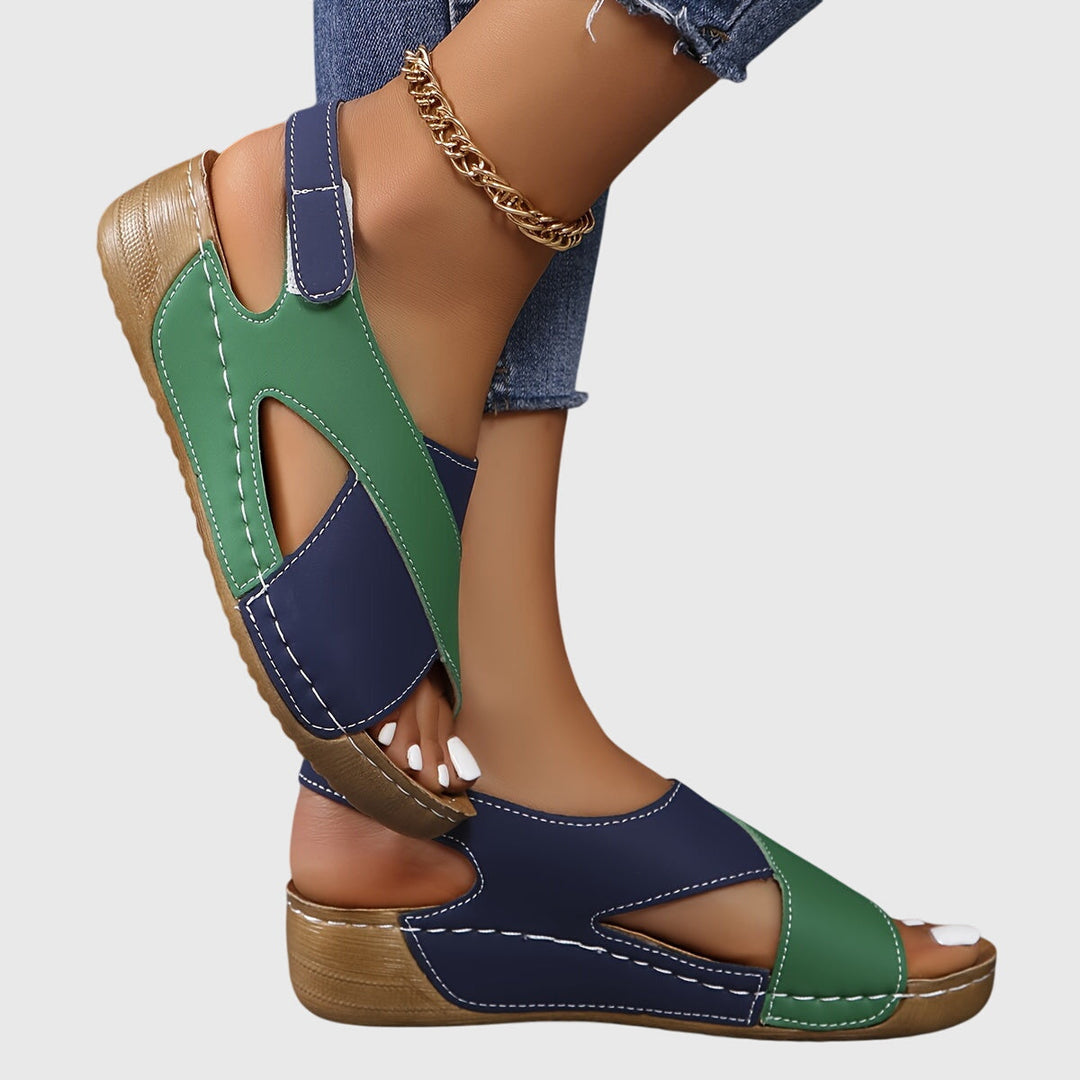 Christoph | Damen Freizeit-Sandalen in zweifarbigem Design mit offenem Zehenbereich