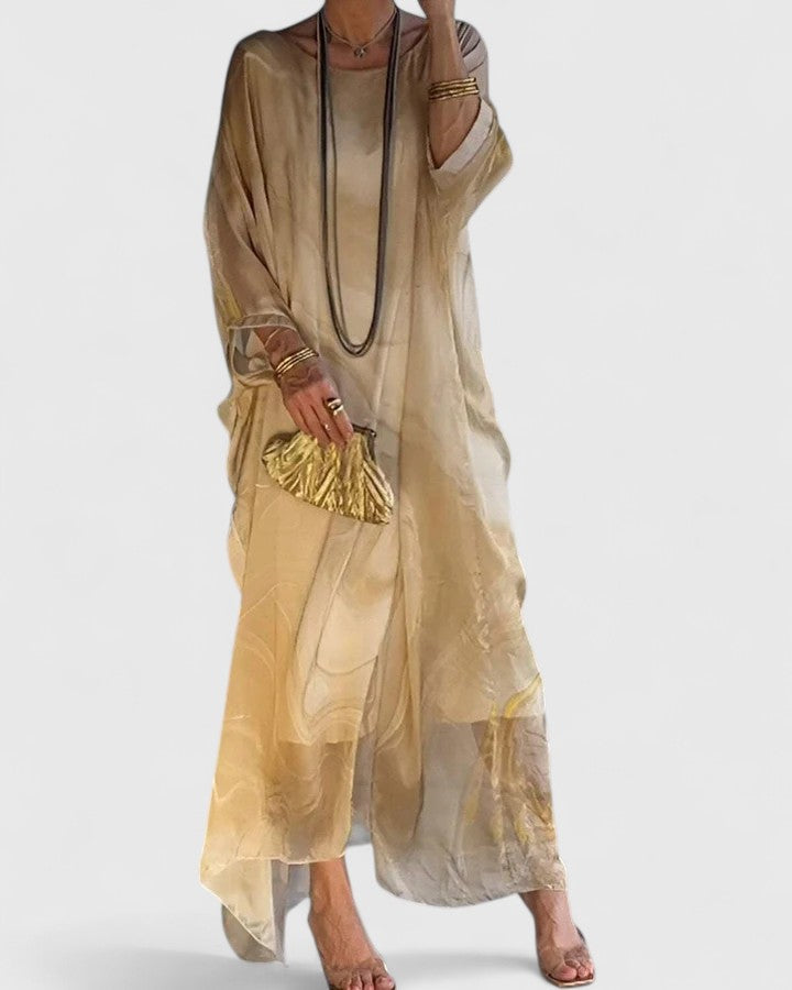 Doris | Damen Locker geschnittenes Maxikleid mit Fledermausärmeln