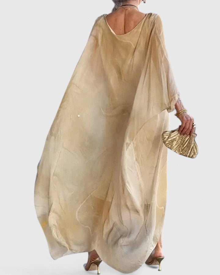 Doris | Damen Locker geschnittenes Maxikleid mit Fledermausärmeln