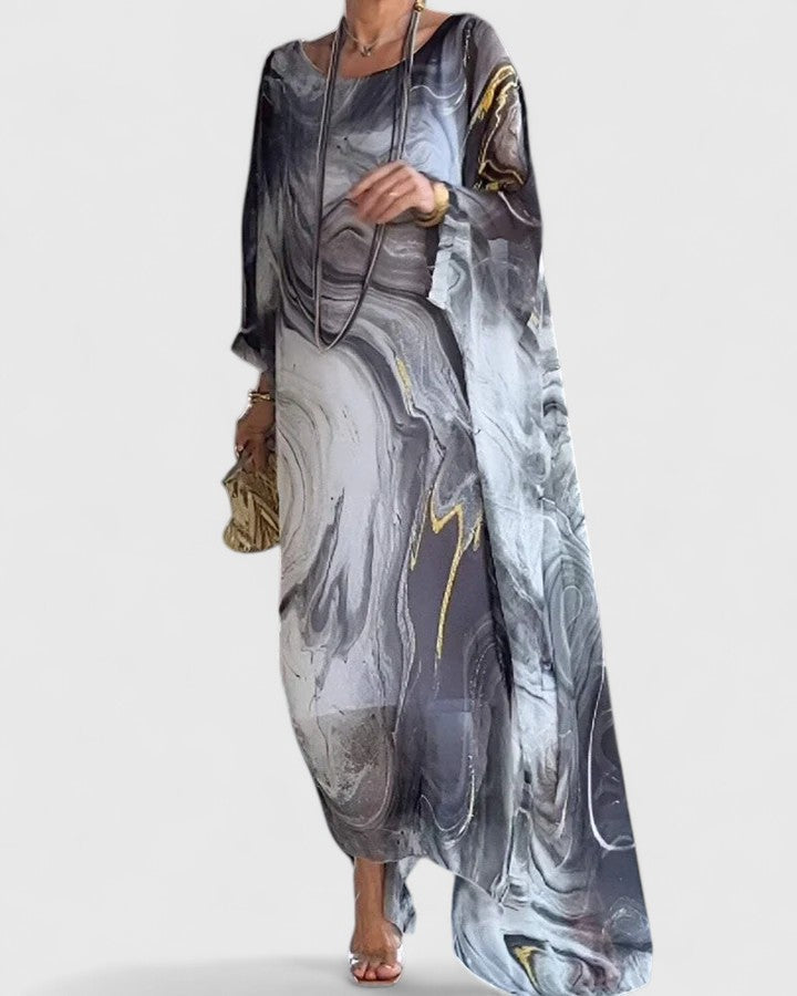 Doris | Damen Locker geschnittenes Maxikleid mit Fledermausärmeln