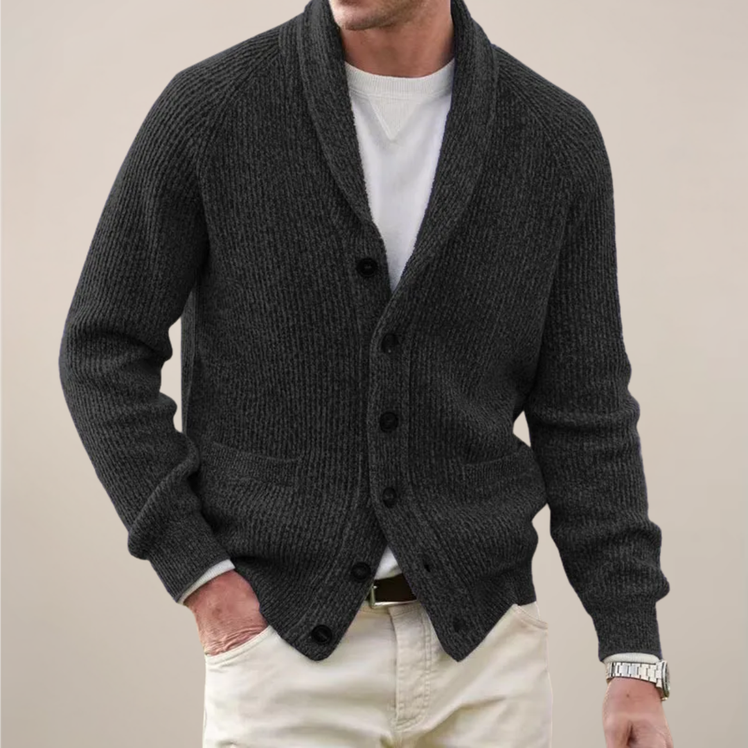 Michael | Herren Frühjahrs Strickjacke mit Schalkragen und Knopfleiste
