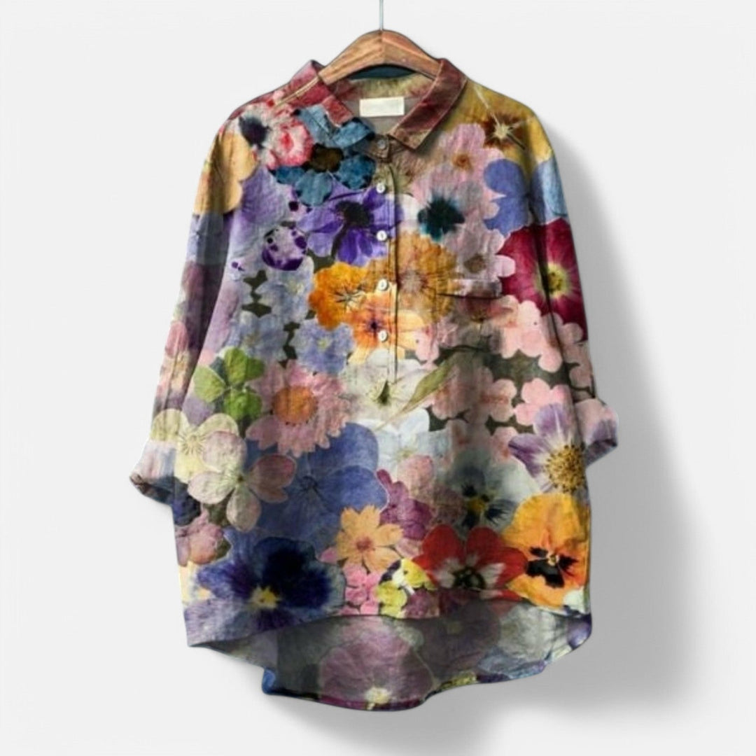 Amalie | Fargerik Komfortabel Blomstret Skjorte