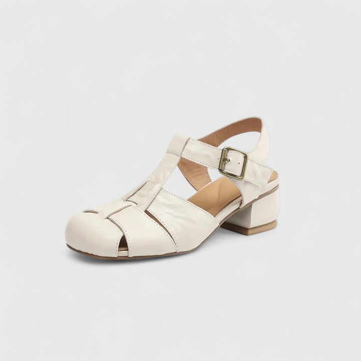 Daniela | Damen Vintage-Sandalen mit Peeptoe und Blockabsatz