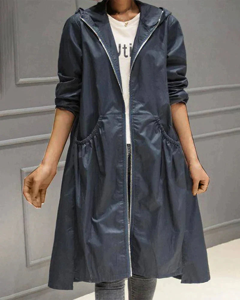 Lydia | Damen Winter-Jacke mit Kapuze und Reißverschlüssen sowie Taschen